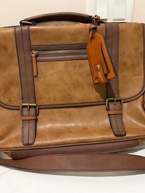 Aldo Two-Tone Tan and Dark Brown Men's Briefcase